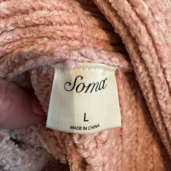 Soma Womens Cozy Knit Slouchy Duster Cardigan Large Oversized Pink Coquette - Picture 5 of 7